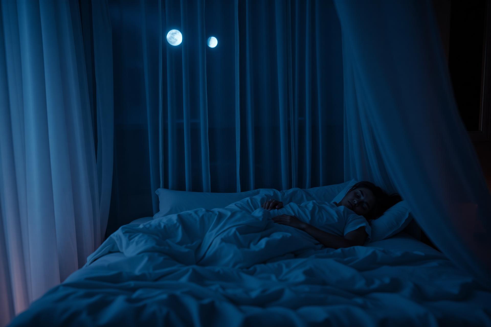 Peaceful couple sleeping in a luxury bedroom at night